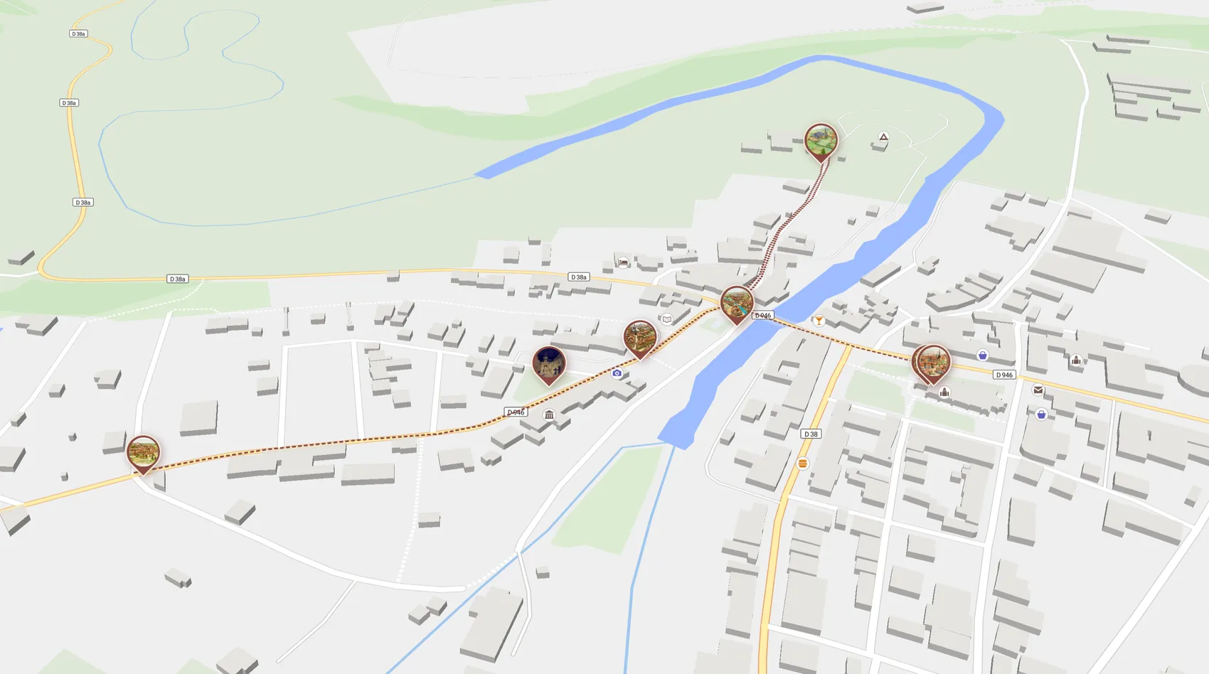 Carte interactive ExploGuide du circuit de Varennes-en-Argonne : points d'intérêt et tracé du parcours